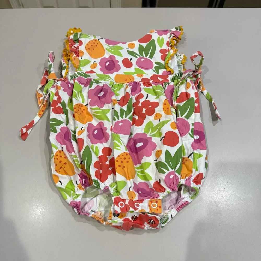 Floral Delight Romper by b Pink and Orange Size 24 Months.